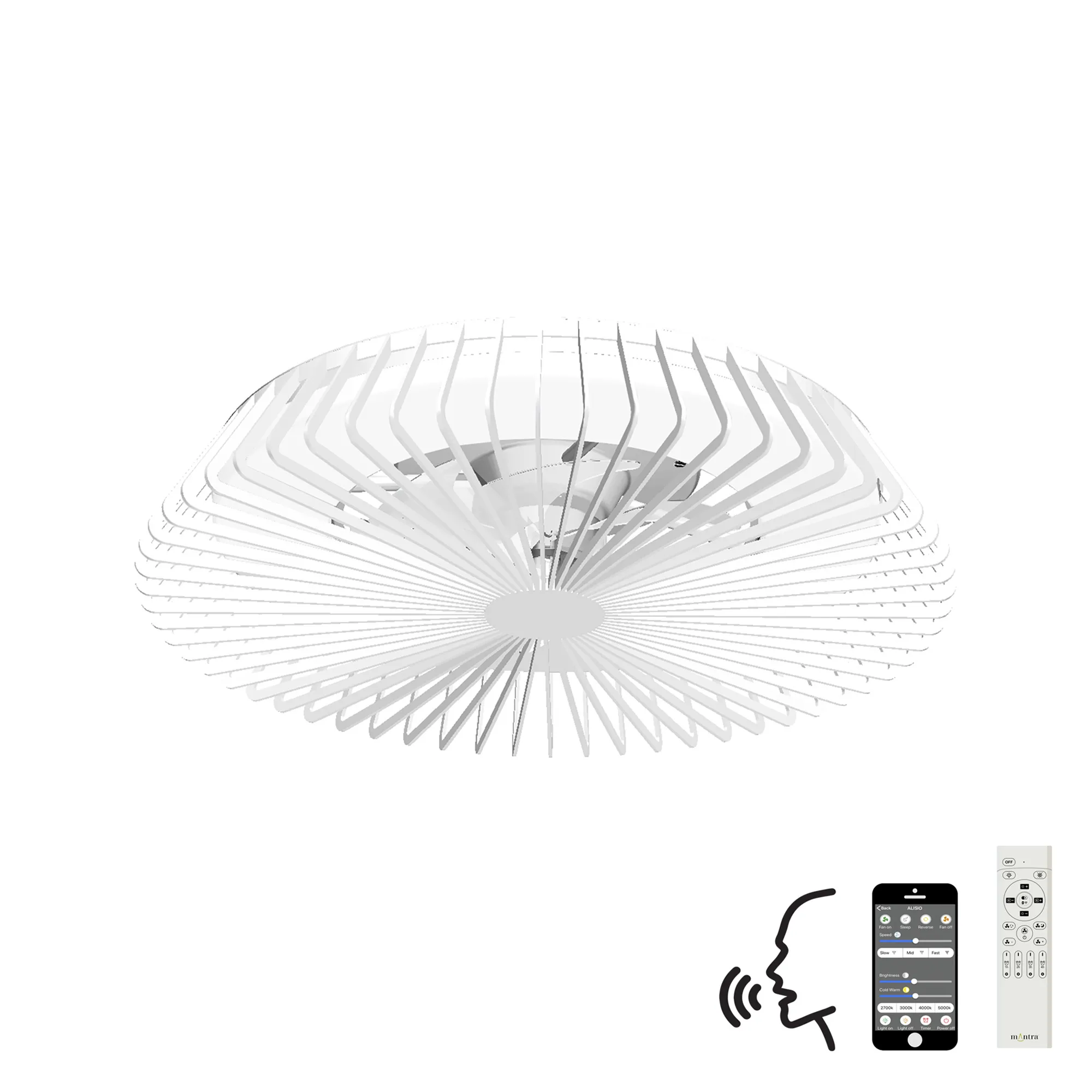 Himalaya 70W LED Dimmable Ceiling Light & Fan, Remote / APP / Voice Controlled White